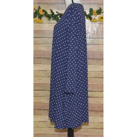 Old Navy XL Women Swing Dress Navy Blue Knit Polka Dot Stretch Casual Preppy - Picture 4 of 9
